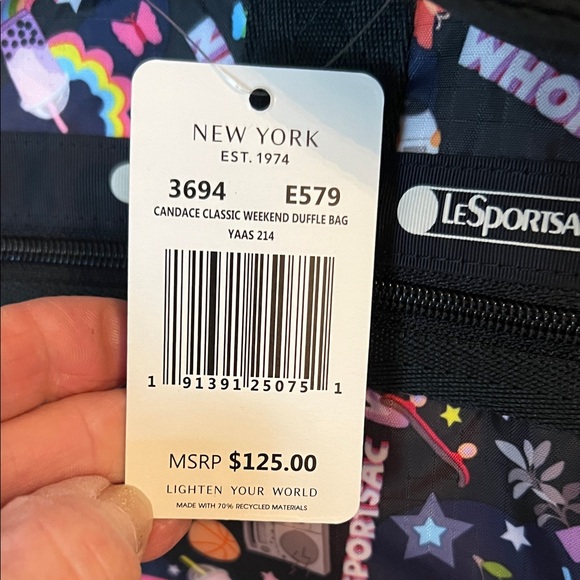 LeSportsac Black and Multicolor Graphic Duffel Bag - Picture 2 of 5